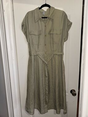 a new day Olive/Sage Green Button-Front Midi /Maxi Dress